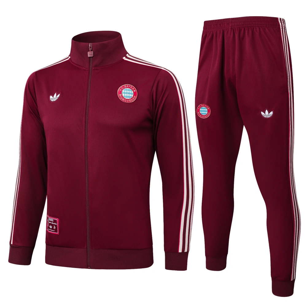01b9b251a59e7d06a27b4f36269d95e9-1-111-1-7 Bayern Munich Training Kit (jacket+Pants) jujube Red 2025-26 - 图片 1