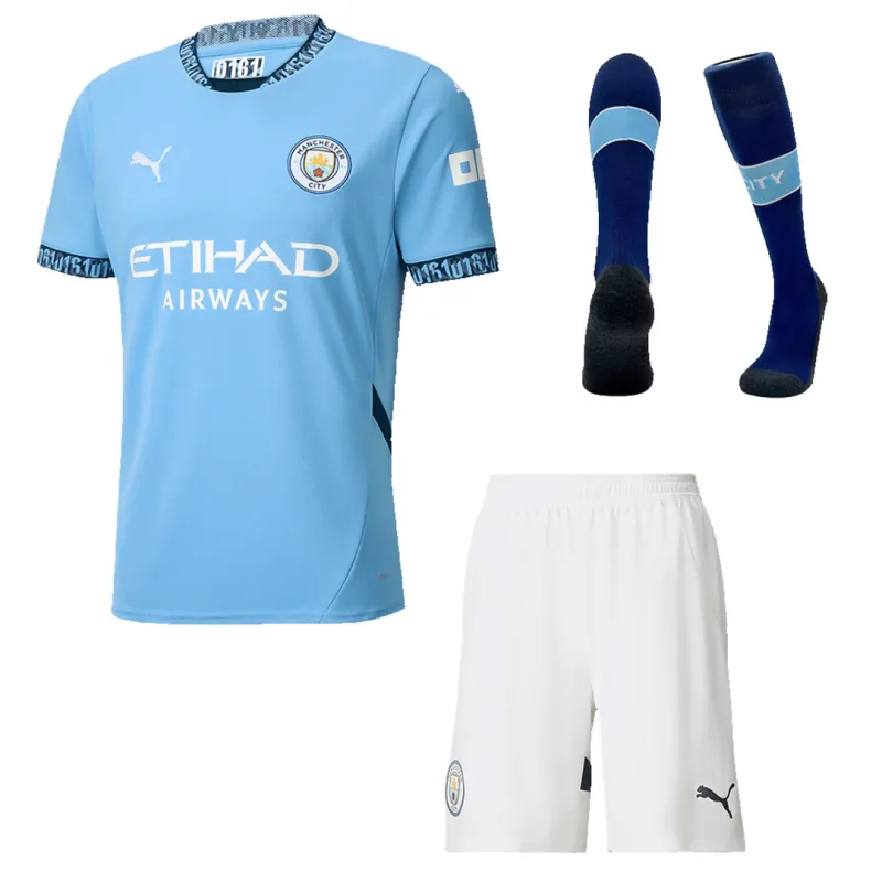 1cc0621bef 24-25 Manchester City Home Whole Kit Jersey+Shorts+Socks - 图片 1