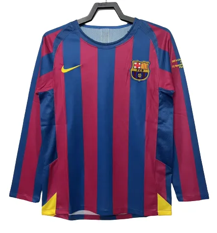 2005/06 Barcelona Retro Long Sleeve UCL Edition Home Jersey
