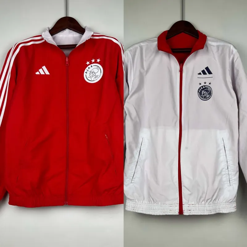 2855742a8d 2023-2024 Ajax Reversible Windbreaker(Red-White)Soccer Jersey 1:1 Thai Quality - 图片 1