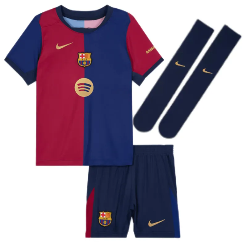 300de07493 2024/25 Kids Barcelona Home Full Kit(Jersey+Shorts+Socks) - Spotify Logo Without Text - 图片 1