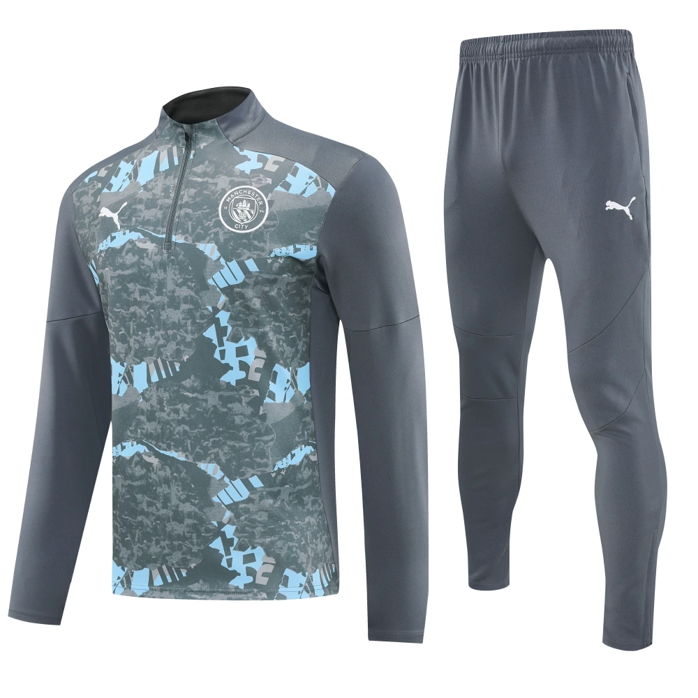 31754890659000-152130b225-14-9 Manchester City Authentic Training Kit (Sweatshirt+Pants)Grey 2025-26 - 图片 1
