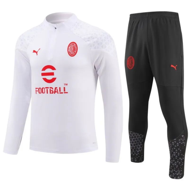 7b27f0e9b0 2023-24 Kids AC Milan Zipper Sweatshirt Kit(Top+Pants) White - 图片 1