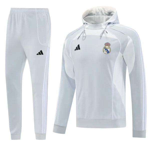 Real Madrid Training Kit Light Grey 2025-26 (Jacket+Pants)