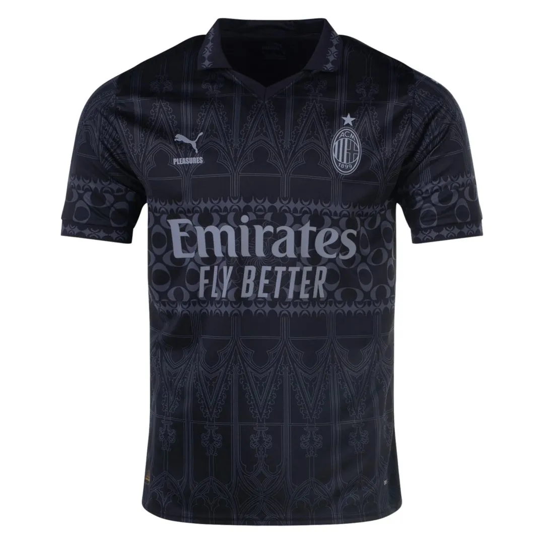 acb5d04bfa 23-24 AC Milan x Pleasures Fourth Jersey Black Shirt - 图片 1