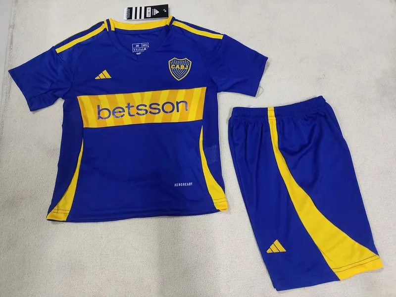 bf74579f21 24-25 Boca Juniors Home Kids Kit Jerseys+Shorts - 图片 1