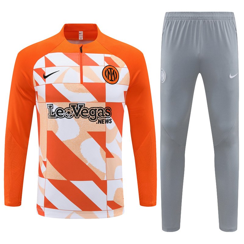 bfbf38450e 23-24 Inter Milan Long Sleeve Kits Orange Zipper Training Suits Jersey - 图片 1