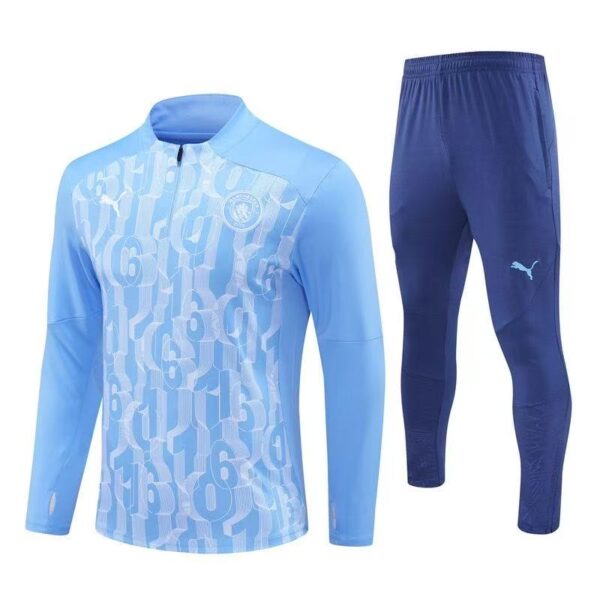 Kids Manchester City Zipper Sweatshirt Kit(Top+Pants) 2024-25