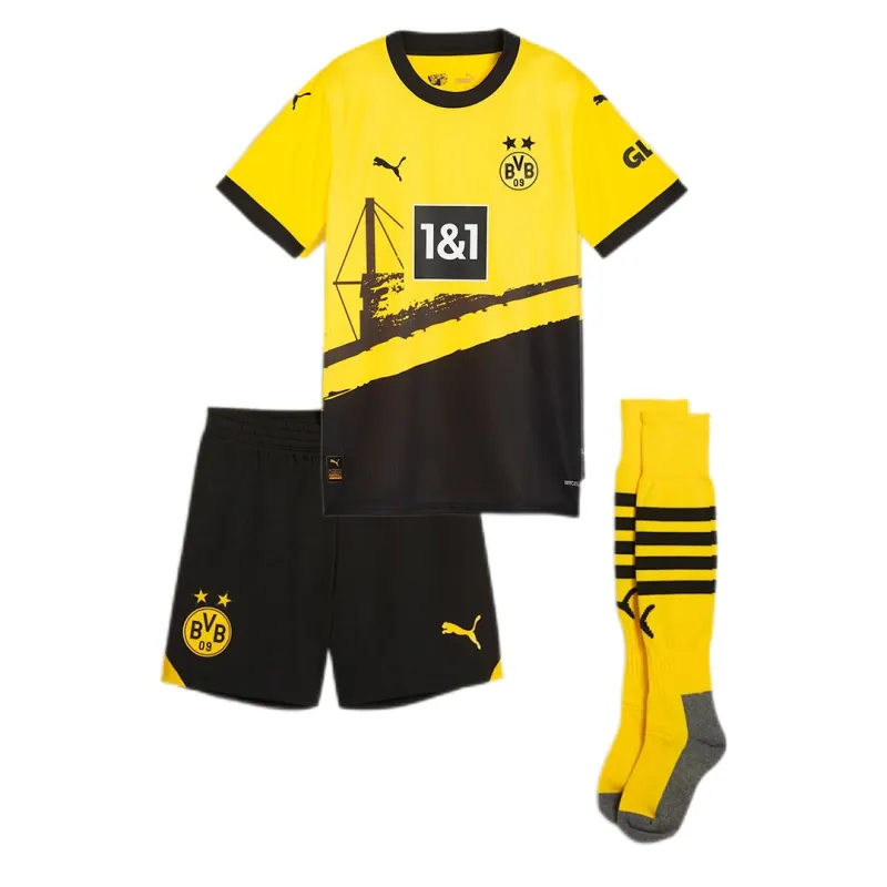 f56a53a8b6 23-24 Kids Borussia Dortmund Home Whole Kit (Jersey+Shorts+Socks) - 图片 1