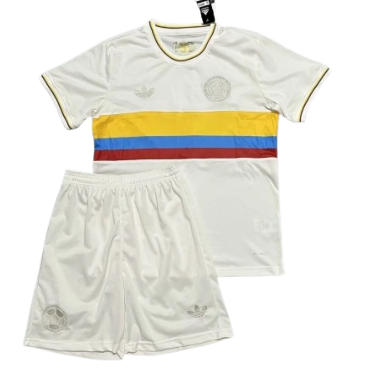 fe207bd6b8 Colombia 24-25 Nation 100th Anniversary Special Edition Kids Kits White Jersey - 图片 1